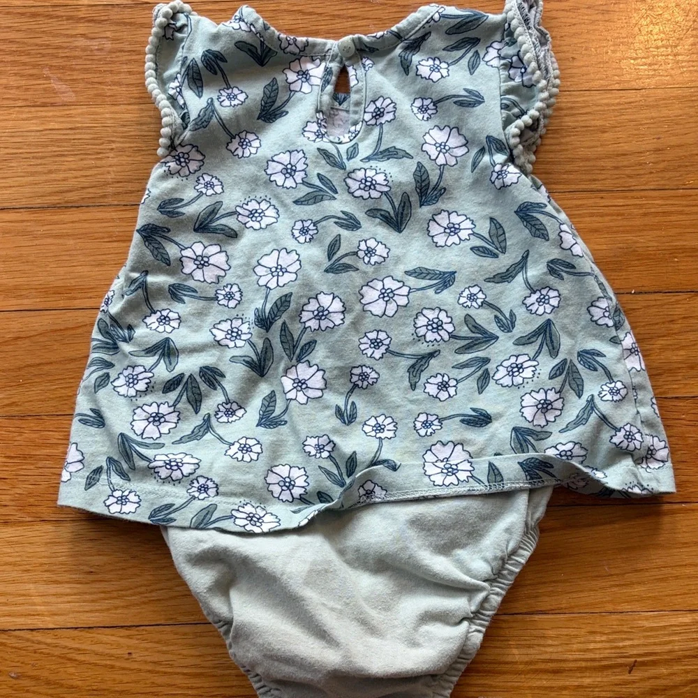 Carter's Green Floral Dress With Attached Diaper Cover